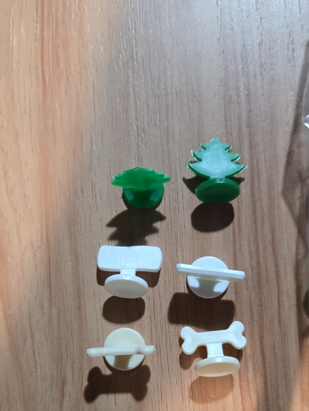 Holiday Green Tree and White Assorted Plastic Game Pieces..crafts
